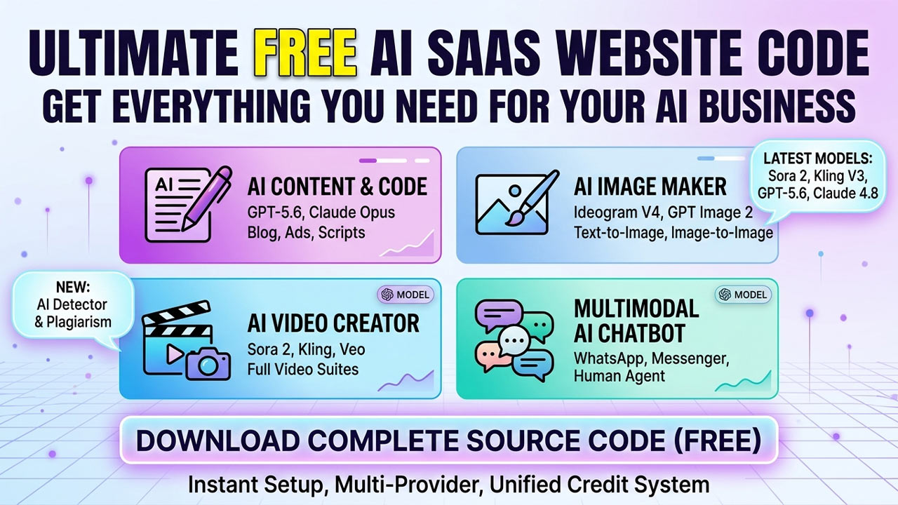 Ultimate AI Content, Image & Video Generator SaaS Open Source Code