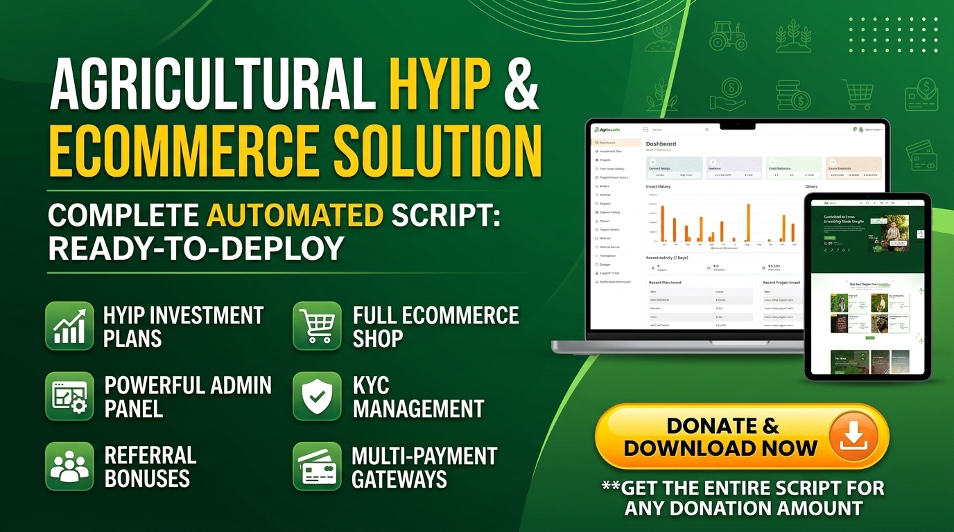 Agricultural Share Investment & Product Store Web Platform Script
