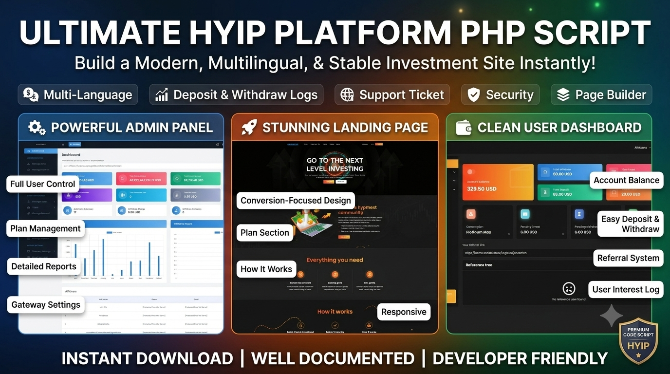 Build Your Modern Investment Site Instantly - PHP Script
