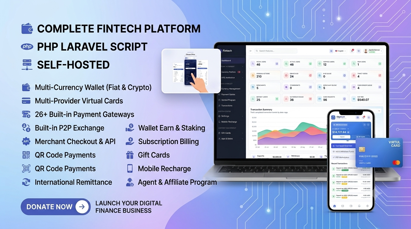 Complete Digital Wallet & Virtual Card Issuance PHP Script - Full Source Code