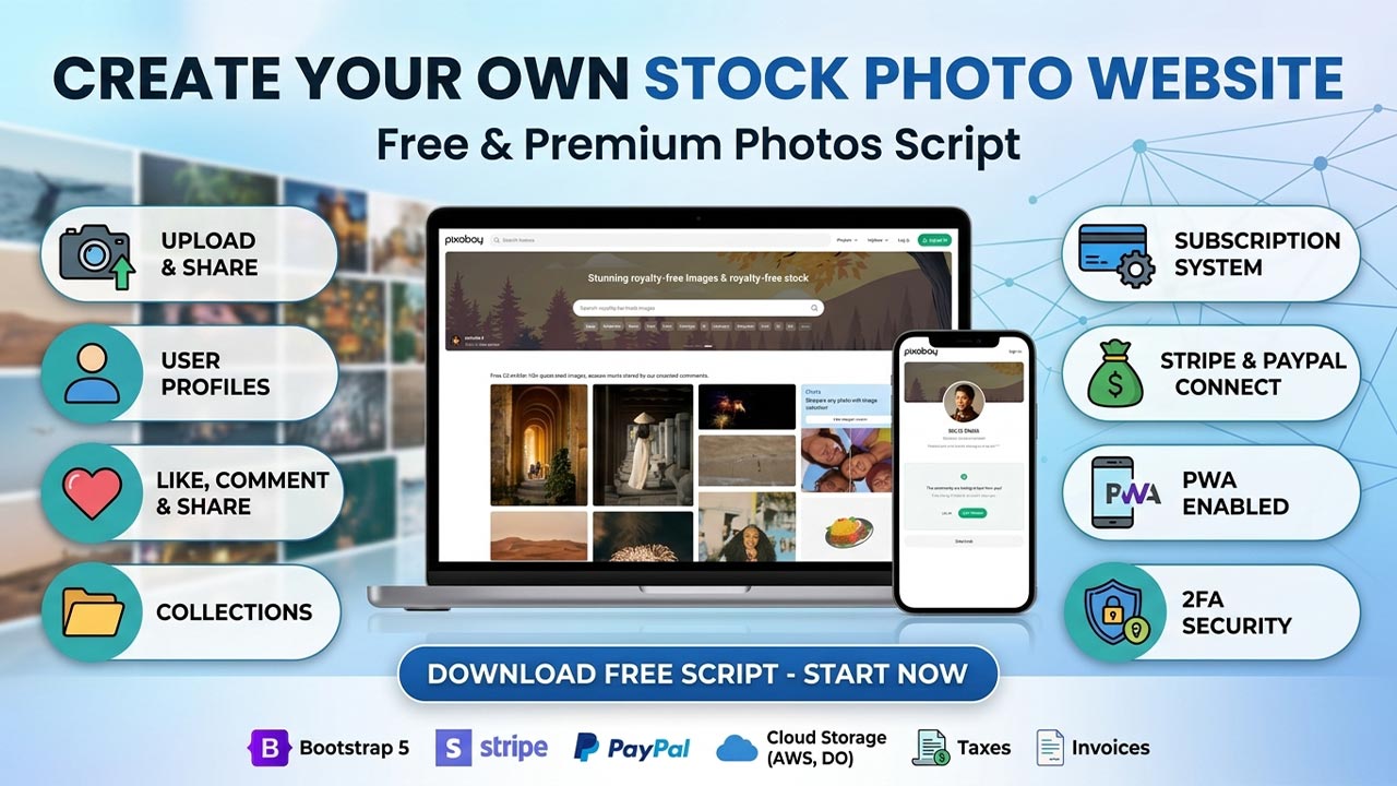 Advanced Stock Image Gallery Script with Subscription