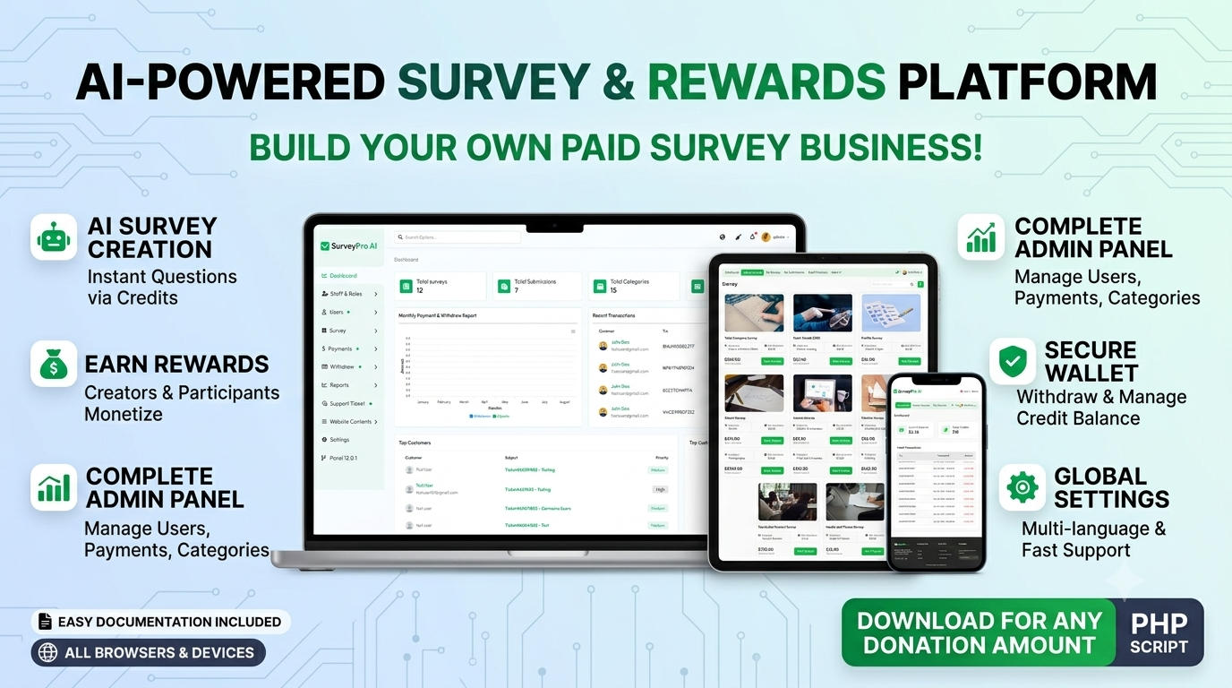 The Complete AI Survey & Monetization PHP Script