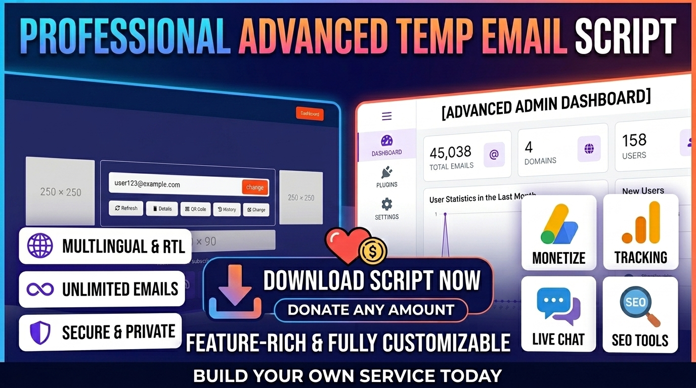 Advanced Temp Mail Script Source Code