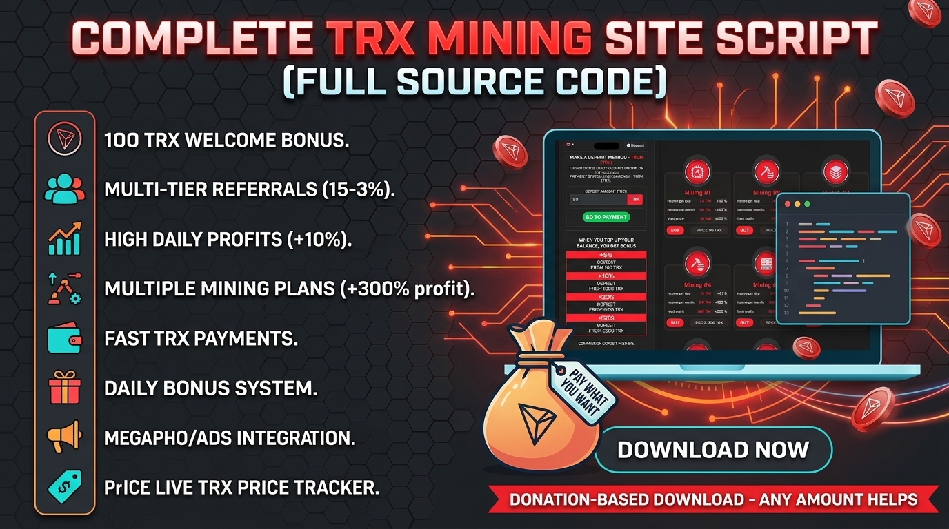 Advanced TRX Mining Script with Referral & Ads