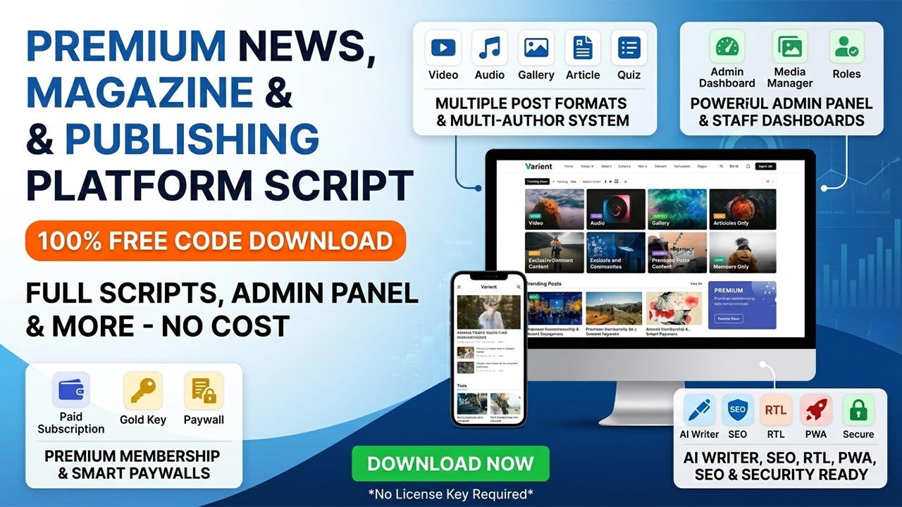 Free AI-Powered News & Magazine Script Paywall & Multi-Author Ready