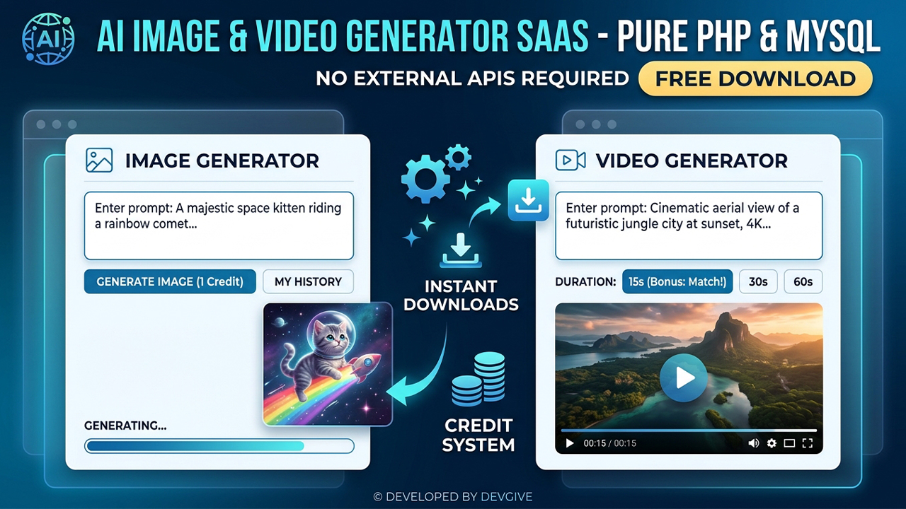 AI Image & Video Generator SaaS – Complete Source Code with Admin Panel