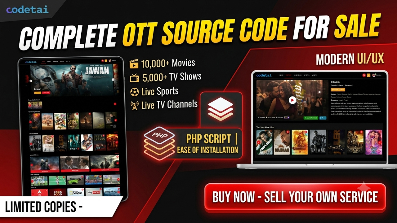 All-in-One OTT Script: Movies, Shows, Live TV & Sports Streaming