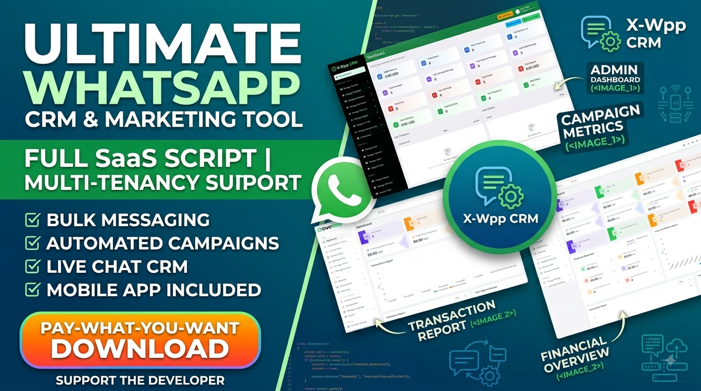 WhatsApp Marketing SaaS Software with Admin Panel & Mobile App